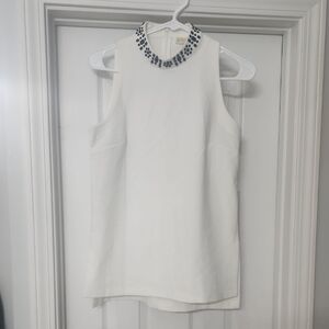 Michael Kors White Tank Top with Embellished Collar